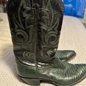 Hunter Green & Black Cowboy Boots - JUSTIN Style L 6709 - Size 9